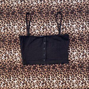 brandy Melville blk button-up crop top
